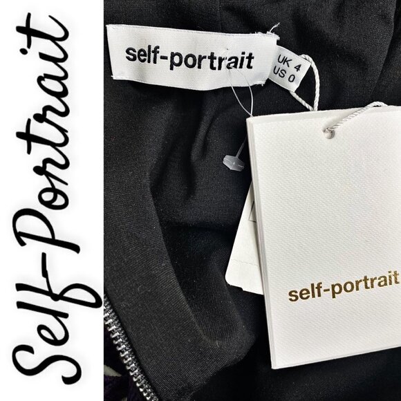 NWT Self-Portrait Cutwork Lace Pencil Skirt in Deep Purple & Black, Size 0 - Picture 10 of 12